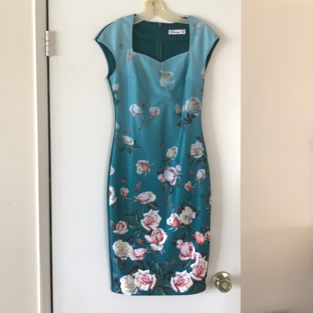Green floral dress